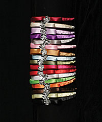 Girls Headpiece Style T-35- Ribbon wrapped headband with ribbon bow and accent