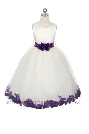 dress flower purple petals flowergirldressforless ivory sash mb choice dresses
