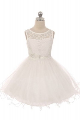 Girls Dress Style 375 - IVORY Lace Short Dress