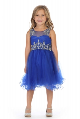 Girls Dress Style 712 - ROYAL BLUE Sleeveless Embellished Short Party Dress