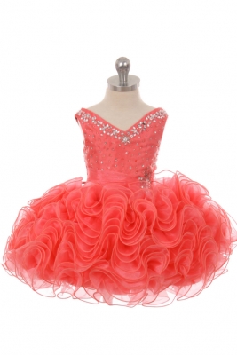 Girls Dress Style 030 - Short Organza Party Dress in Choice of Color