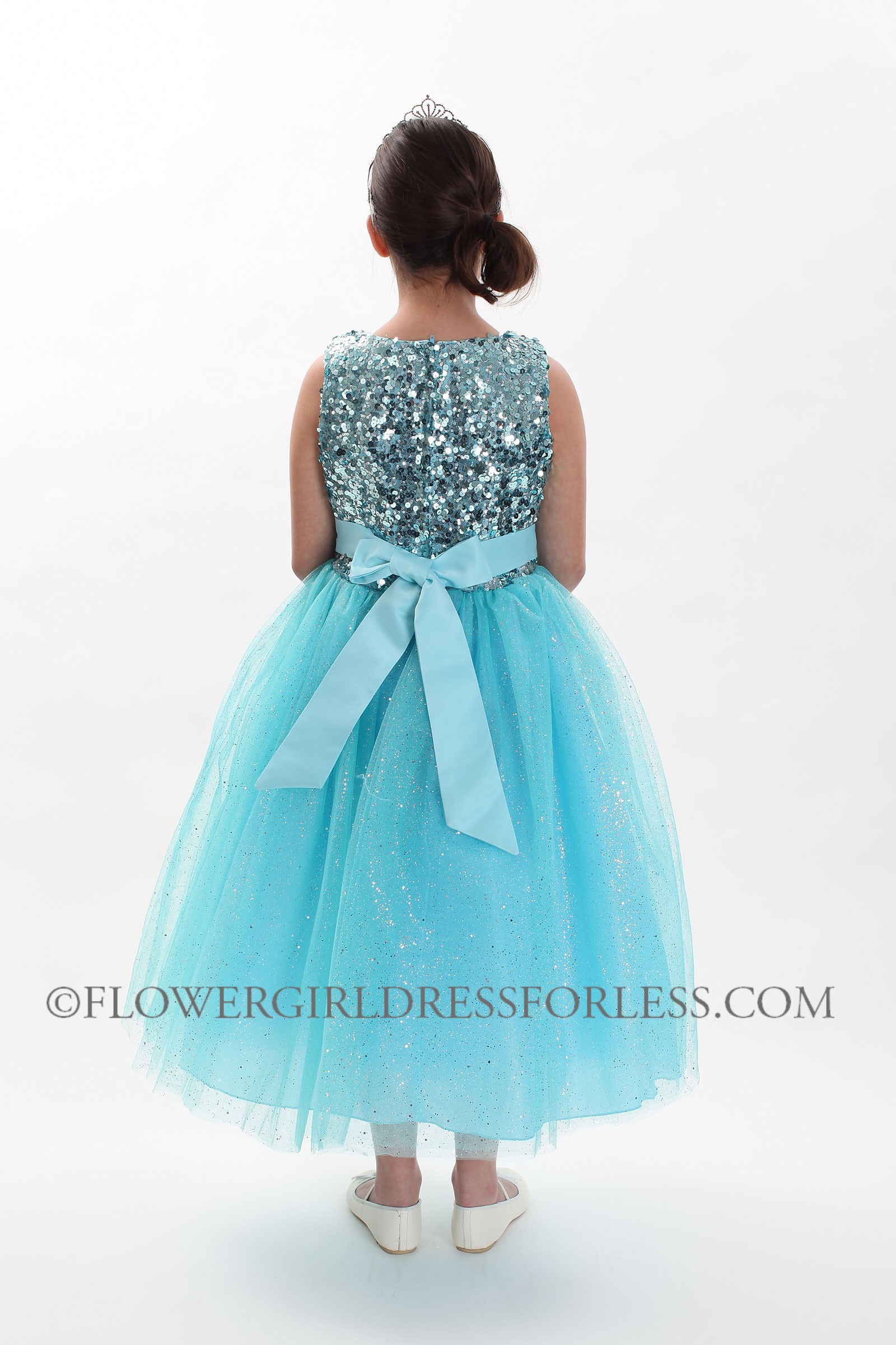 Girls Dress Style 1025- AQUA Sleeveless Tulle Dress with Sequin ...