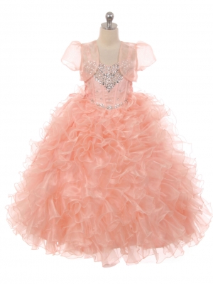 Girls Dress Style 1035 -  Organza Dress with Heart Shaped Rhinestone Accents in Choice of Color