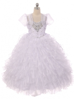 Girls Dress Style 1035 -  Organza Dress with Heart Shaped Rhinestone Accents in Choice of Color