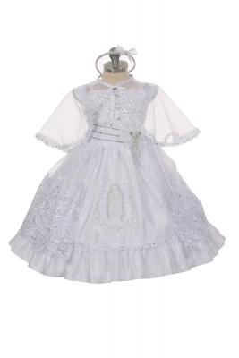 Girls Dress Style 402 - WHITE Baptism and Christening Outfit Set with Cape
