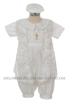 Boys Style RB207-SALE-WHITE Robe Outfit with Cross