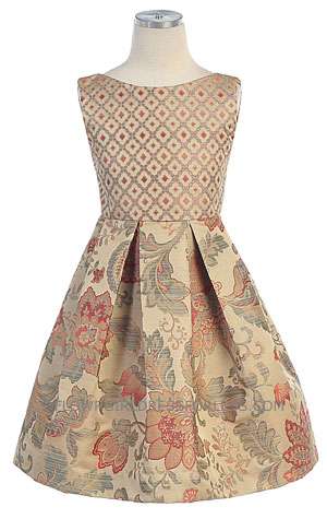 Flower Girl Dress Style 279- Sleeveless Damask Short Party Dress