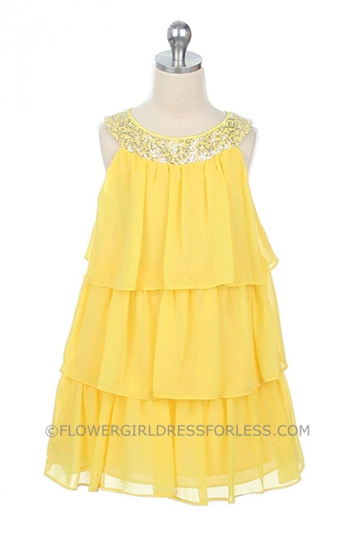 SK_3707Y - Flower Girl Dress Style 3707- Knee Length- 3 Tier ...