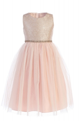 Girls Dress Style 764 - Rose Brocade and Tulle Dress