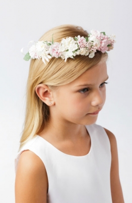 Girls Floral Bridal Quality Headwreath - Style 116- Floral with Back Ribbon