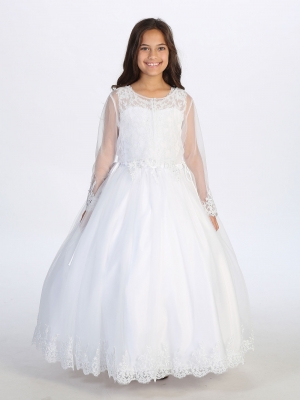 Plus Size White Beaded Gown with Matching Organza Jacket
