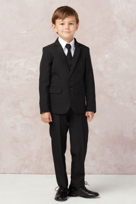 Boys Suit Style 4016 - SLIM FIT Boys 5 Piece Suit in Black