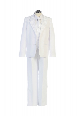 Boys Suit Style 4017 - Pattern Design 5 Piece Suit in White