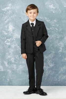 Boys 5 piece Suit 2 Button Style 4020 - SLIM FIT in Black