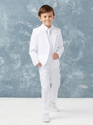 Boys 5 piece Suit 2 Button Style 4020 - SLIM FIT in White
