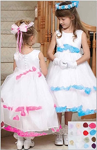 Girls Dress Style 5251- Sleeveless Satin and Tulle Double Petal Dress in Choice of Color