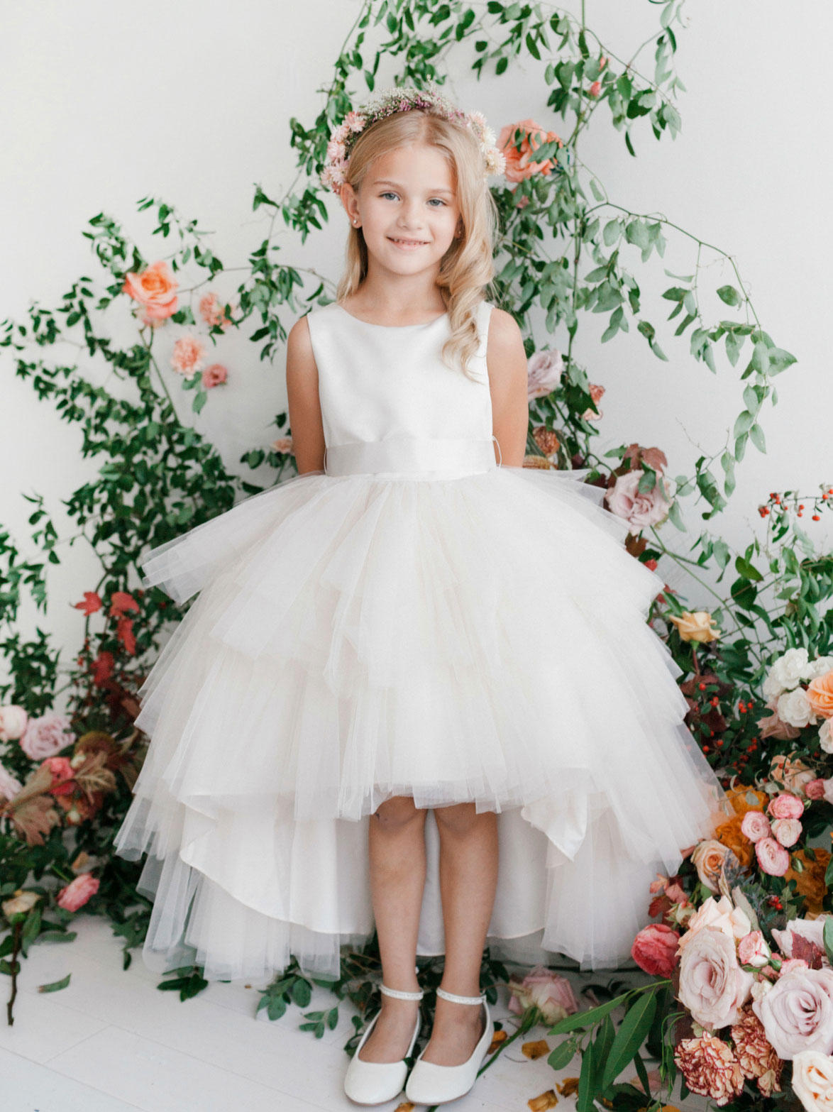 TT_5658IV_17 Girls Dress Style 5658 Satin and Tulle High Low Dress