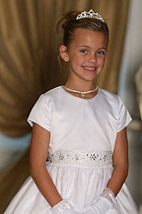 Flower Girl Satin Short Sleeved Jacket- Style 7894