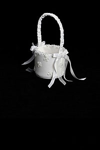 Flower Girl Basket Style BK2- with Applied Flowers