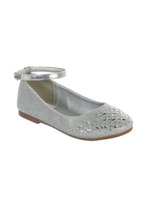 Girls Shoe Style S124 -SILVER  Big Girls Shoe with Rhinestone Accents