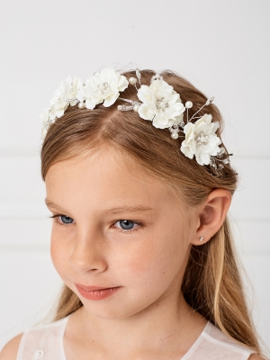 Girls Floral Bridal Quality Headpiece - Style 136