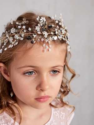 Ivory Girls Beautiful Floral Headpiece - Style 151