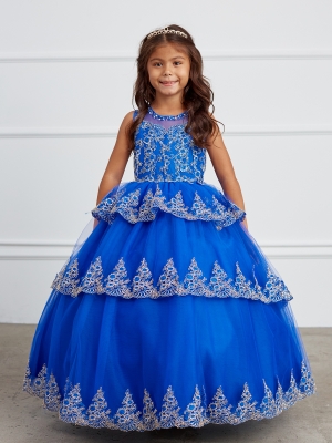 Royal Blue Ruffle Lace Pageant Dress