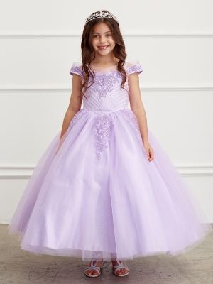 Lilac Off Shoulder Chevron Beaded Dress