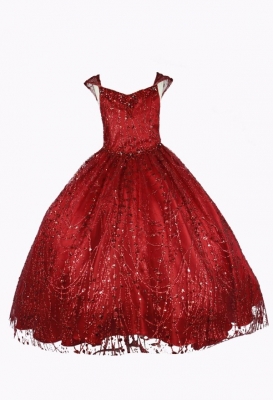 Red Metallic Glitter Dress with Corset Back