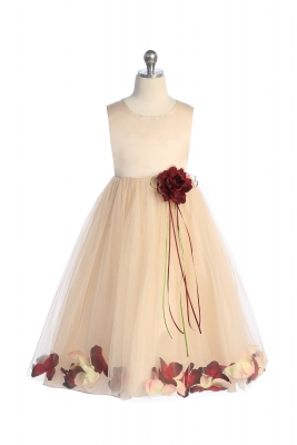Blush Satin and Tulle Petal Dress with Choice of Petal Color