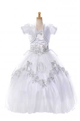 Gorgeous Virgin Mary Embroidered Communion Dress with Matching Bolero