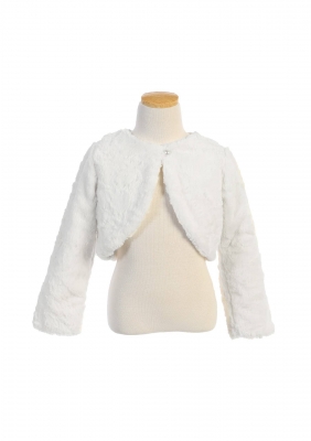 Off White Soft Marble Fur Jacket with Pearl Button Closure