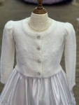 White Soft Brush Sweater with Rhinestone Buttons