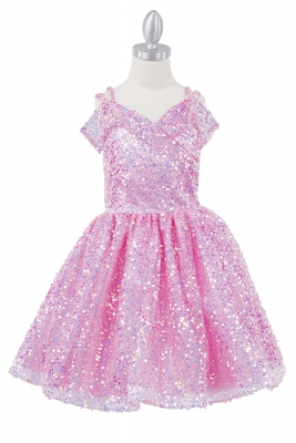Pink Off Shoulder Sequin Party Dress