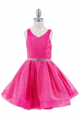 Hot Pink Dazzling Glitter Hard Mesh Dress