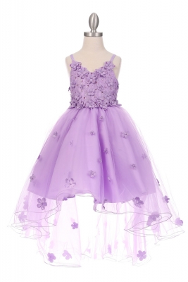 Lilac High Low Sequin Embroidered Dress