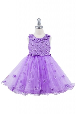 Lavender Dress with 3D Flower Details