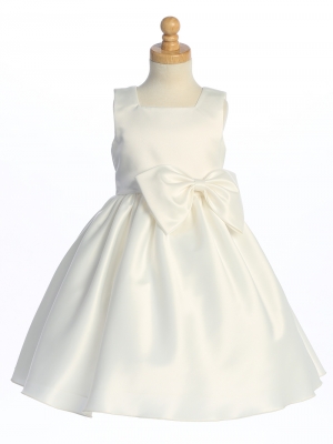Style BL257 - Ivory Satin Dress with Bow
