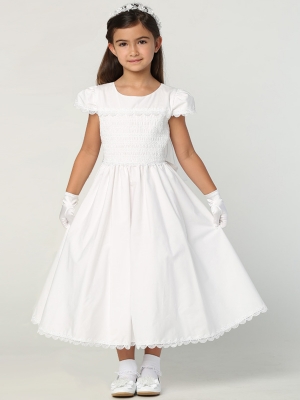 Smocked Cotton Short Sleeve Dress - Style SP178