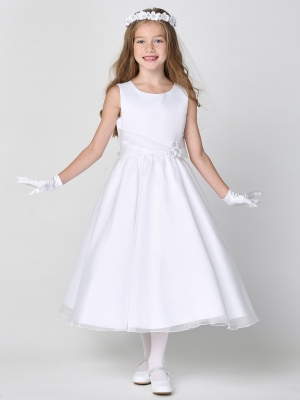 Sleeveless Dress with Satin Bodice and Crystal Organza Skirt - SP199