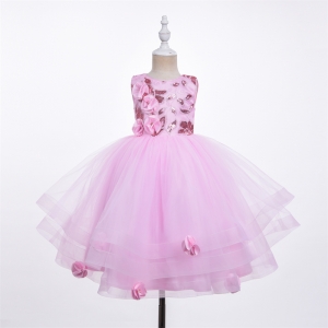 Pink Sequin and Floral Dress - Style 1090