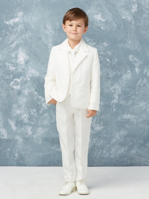 Boys 5 piece Suit 2 Button Style 4020 - SLIM FIT in Ivory