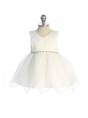 Ivory Baby Pixie Dress with Pearl and Rhinestone Waist