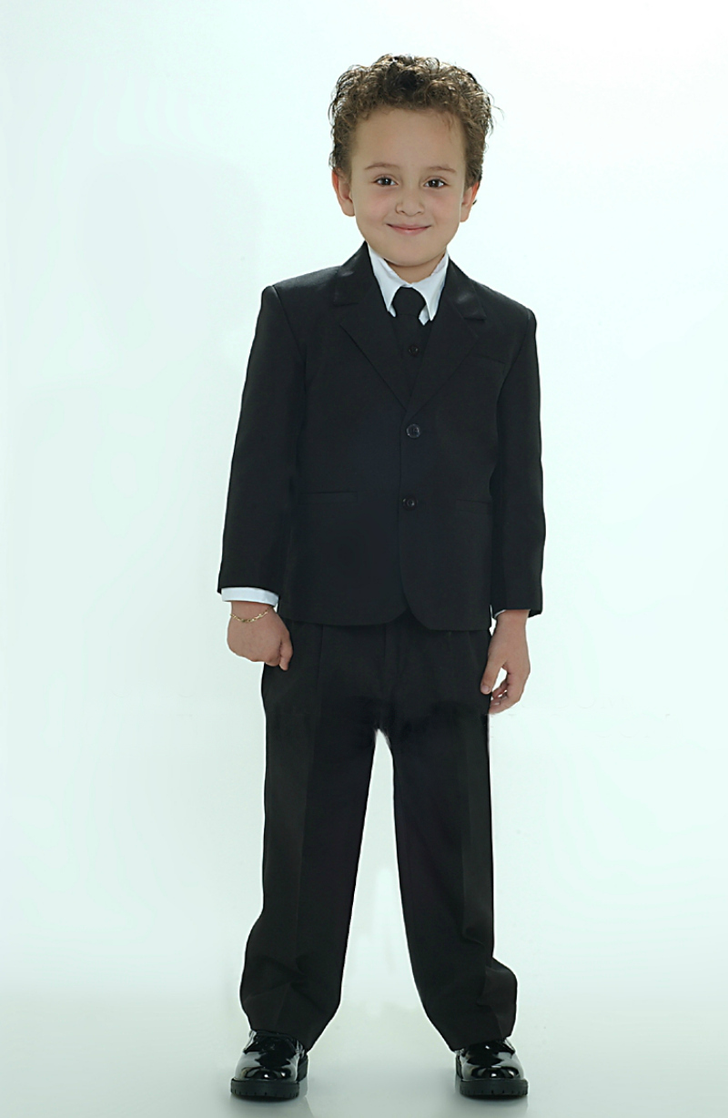 Boys 5 piece Suit 2 Button Style 4005- BLACK COLOR
