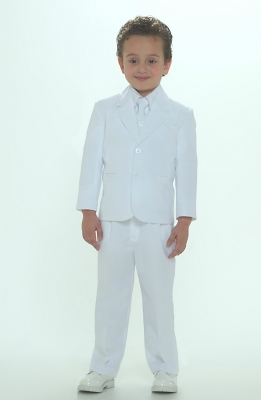 Boys 5 piece Suit 2 Button Style 4005- WHITE COLOR