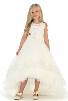 Girls Dress Style DR5207 - Satin and Tulle High Low Dress in Choice of Color