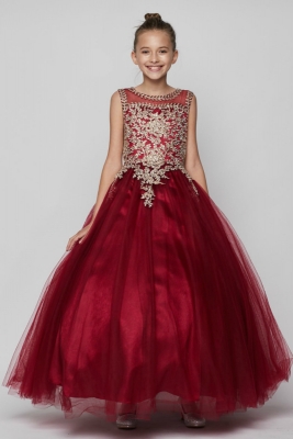 Burgundy Beaded Gown with Keyhole Back
