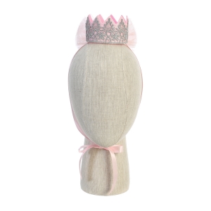 Pink and Silver Dazzling Crown with Big Tulle Bow