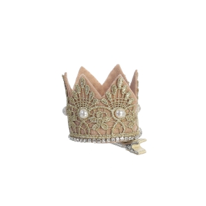 Adorable Gold Birthday Princess Lace Crown Hair Clip