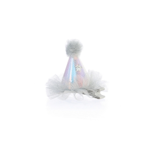 The Perfect Gray Starry Tulle Party Hat with Hair Pin